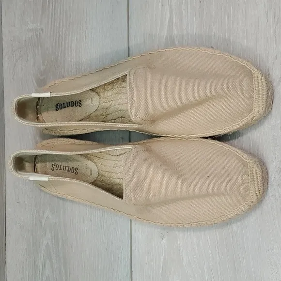 Anthropologie Soludos Womens Canvas Espadrille Loafer Slip on shoes sz 8.5