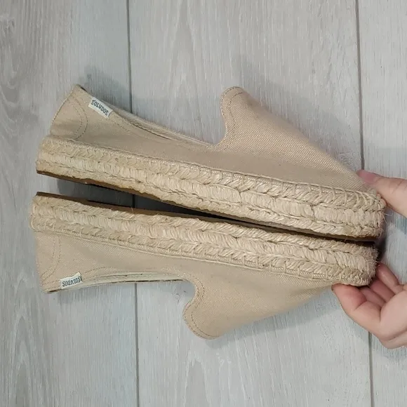 Anthropologie Soludos Womens Canvas Espadrille Loafer Slip on shoes sz 8.5