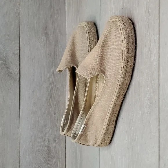 Anthropologie Soludos Womens Canvas Espadrille Loafer Slip on shoes sz 8.5
