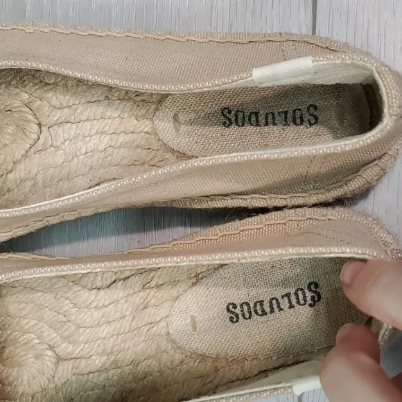 Anthropologie Soludos Womens Canvas Espadrille Loafer Slip on shoes sz 8.5
