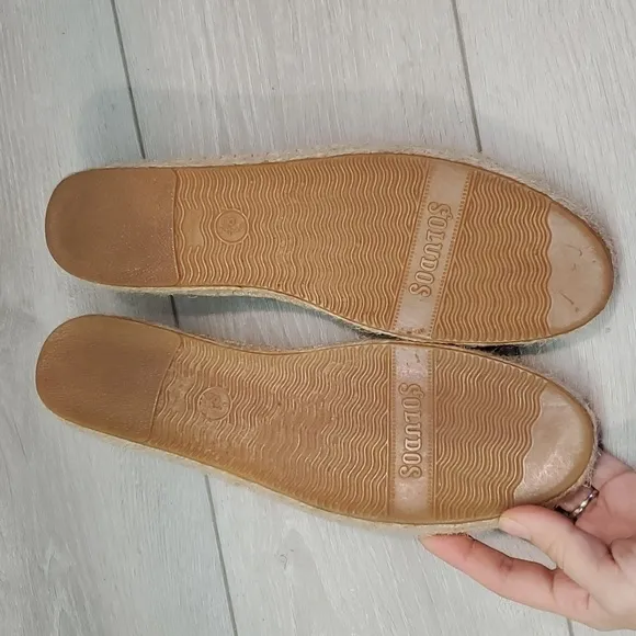 Anthropologie Soludos Womens Canvas Espadrille Loafer Slip on shoes sz 8.5