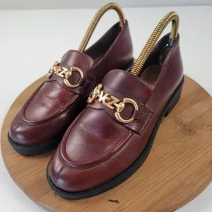 Anthropologie Vicenza Horsebit Brown Leather Penny Loafers Platform Womens Sz 8