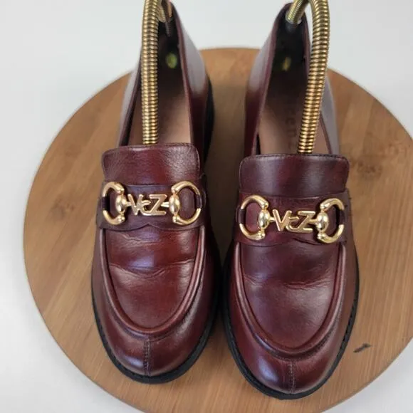 Anthropologie Vicenza Horsebit Brown Leather Penny Loafers Platform Womens Sz 8