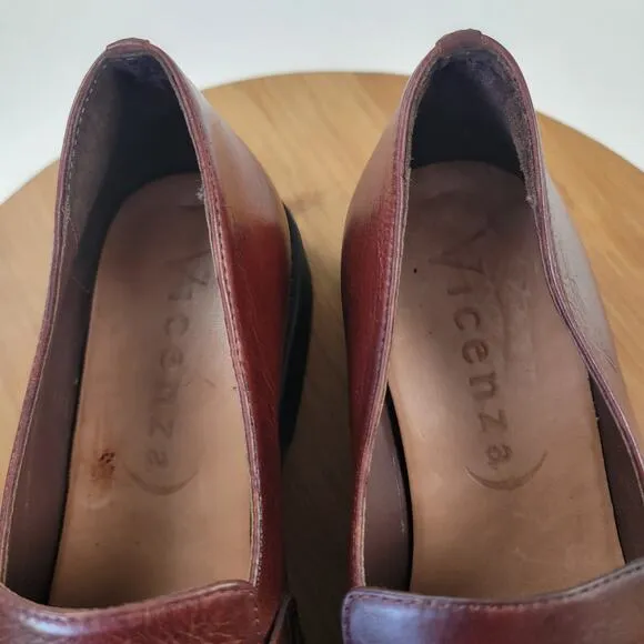 Anthropologie Vicenza Horsebit Brown Leather Penny Loafers Platform Womens Sz 8