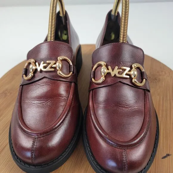 Anthropologie Vicenza Horsebit Brown Leather Penny Loafers Platform Womens Sz 8
