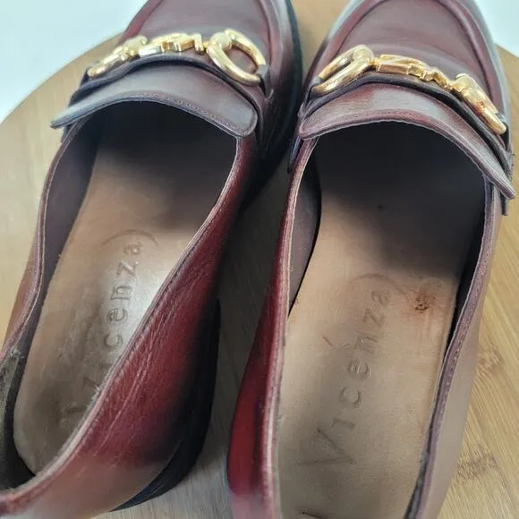 Anthropologie Vicenza Horsebit Brown Leather Penny Loafers Platform Womens Sz 8