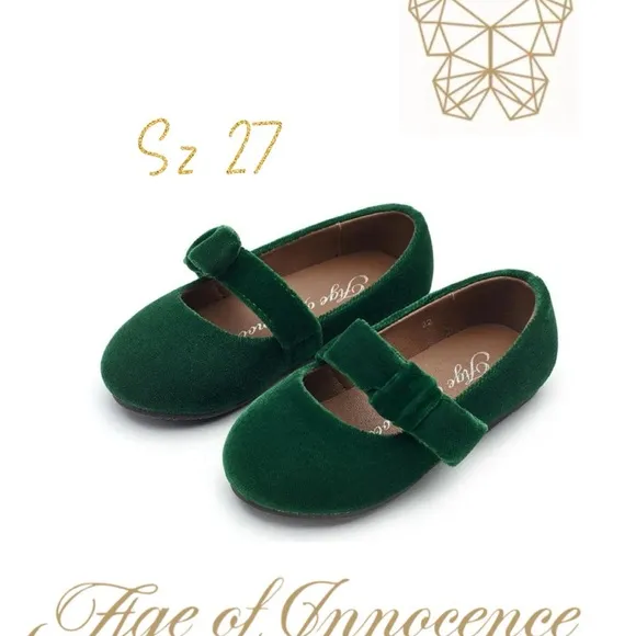 AOI AGE OF INNOCENCE sz 27 MIA GREEN velvet shoes
