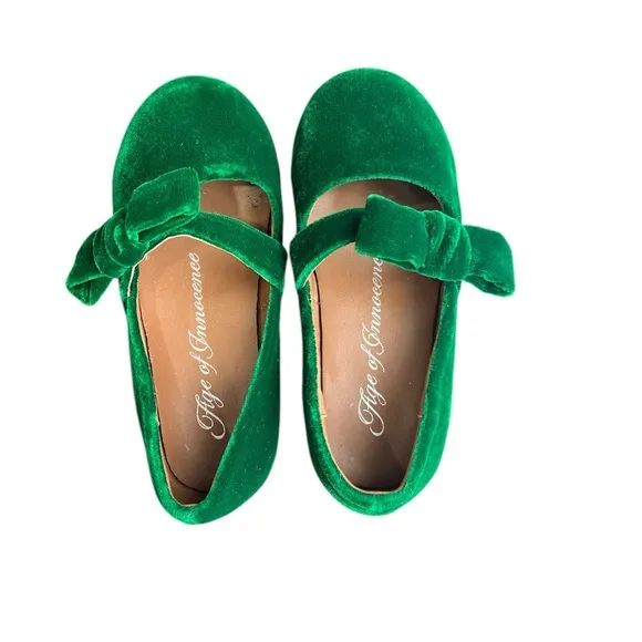 AOI AGE OF INNOCENCE sz 27 MIA GREEN velvet shoes
