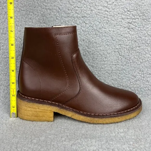 A.P.C. Boots Womens 9 39 Shoes Brown Leather Crepe Sole Fur Ankle Bootie Chelsea