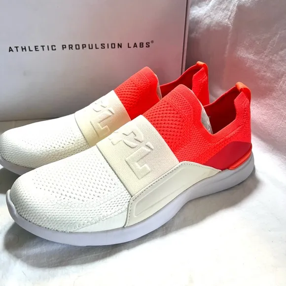 APL men’s TechLoom Bliss Shoes in Cream and Coral 11.5