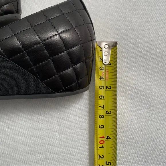 Aquatalia black quilted leather round toe wedge shoes