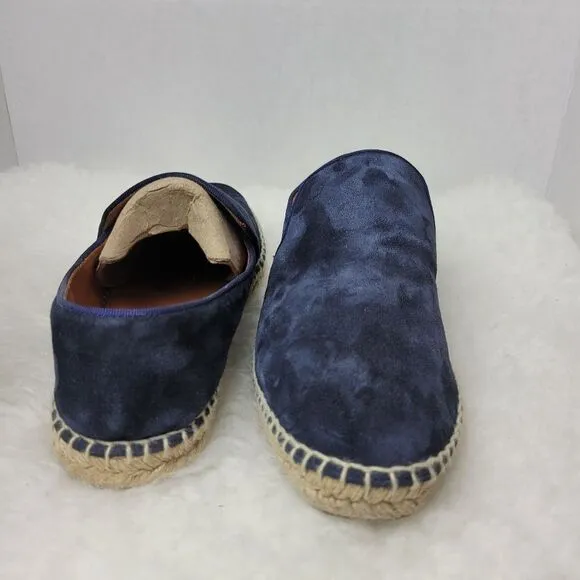Aquatalia Felipe Blue Canvas Mens Espadrille Shoes Size 8