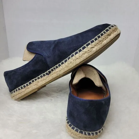 Aquatalia Felipe Blue Canvas Mens Espadrille Shoes Size 8