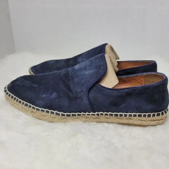 Aquatalia Felipe Blue Canvas Mens Espadrille Shoes Size 8