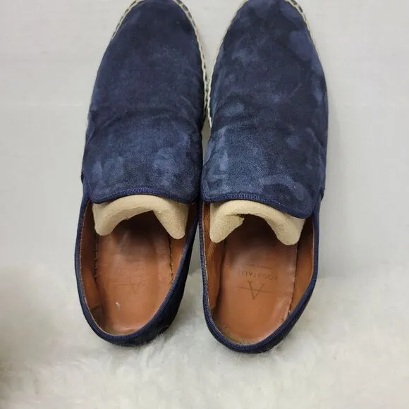 Aquatalia Felipe Blue Canvas Mens Espadrille Shoes Size 8