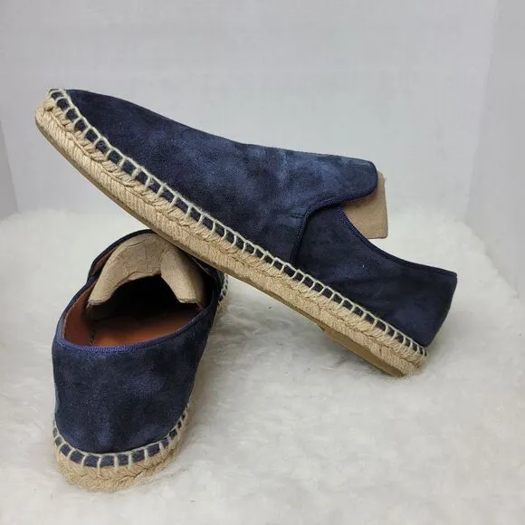Aquatalia Felipe Blue Canvas Mens Espadrille Shoes Size 8