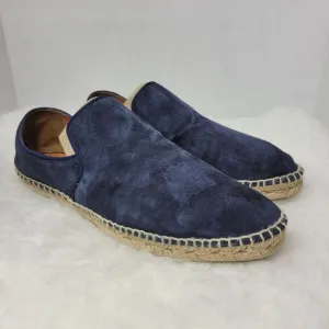 Aquatalia Felipe Blue Canvas Mens Espadrille Shoes Size 8