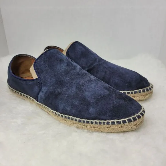 Aquatalia Felipe Blue Canvas Mens Espadrille Shoes Size 8
