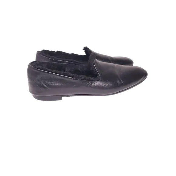 AQUATALIA Rayla Leather Faux Fur Lined Loafer In Black