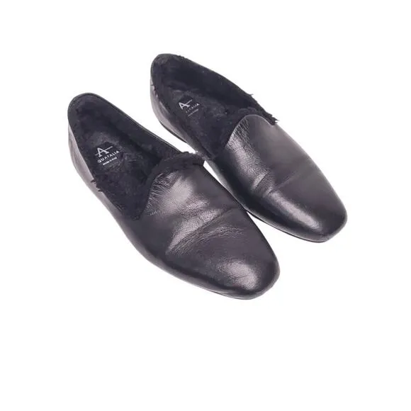 AQUATALIA Rayla Leather Faux Fur Lined Loafer In Black