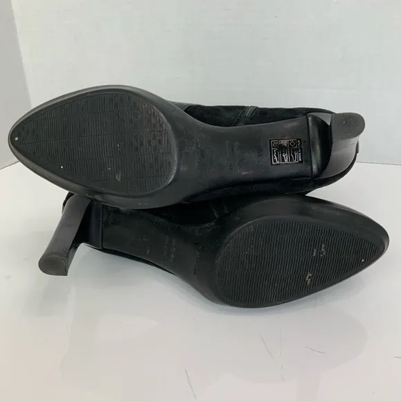 Aquatalia Sz 10 Ryann Black Suede &amp; Leather Harness Strappy Weatherproof Boots
