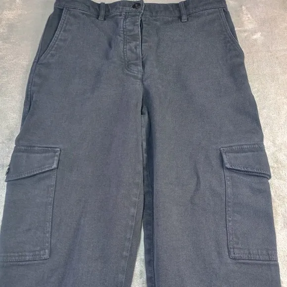 Aritiza Wilfred Free Modern Cargo Pant Size 12 Black Utility High Waist Cotton