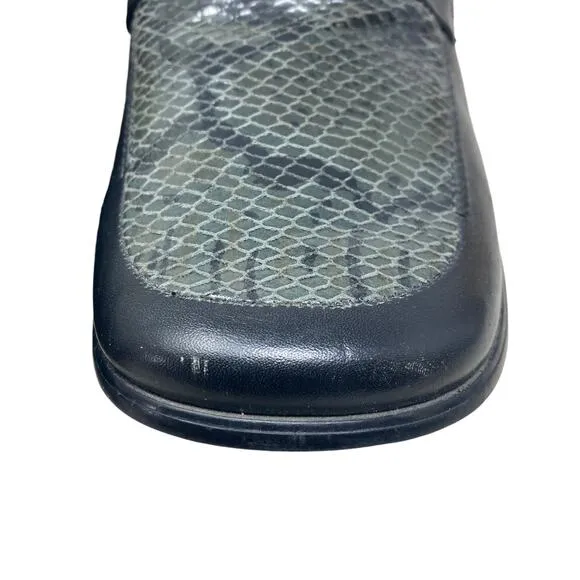 Artemis Shoes Womens 37 US 7 Black Gray Snakeskin Chunky Heel