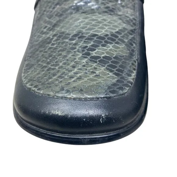 Artemis Shoes Womens 37 US 7 Black Gray Snakeskin Chunky Heel