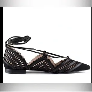 Ashley Cole Abigail Lace-Up Flat Black New Size:8​