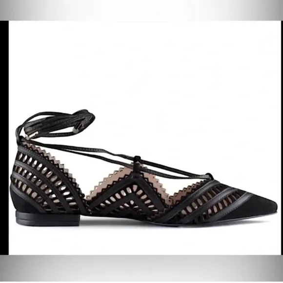 Ashley Cole Abigail Lace-Up Flat Black New Size:8​