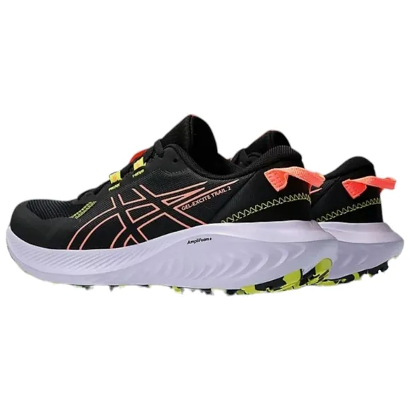 ASICS Black and Orange Athletic Shoes with Breathable Mesh and Cushioned Sole