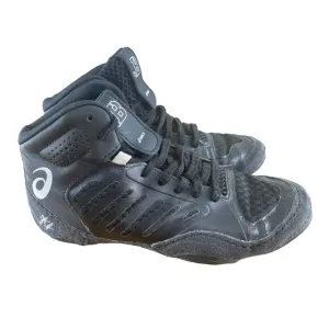 Asics JB elite 3 Wrestling Shoes Kids US 1.5 Black Leather Athletic Shoes C736N
