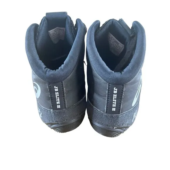 Asics JB elite 3 Wrestling Shoes Kids US 1.5 Black Leather Athletic Shoes C736N