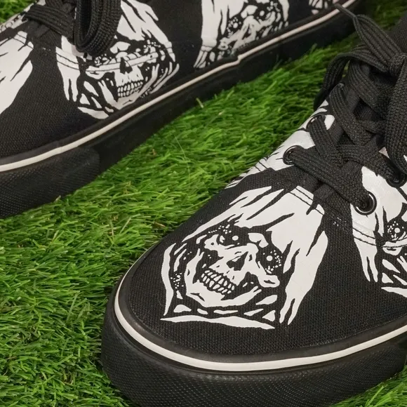 Assholes Live Forever ALF Reaper Skull slip on sneakers shoes. Size 10/11 Black