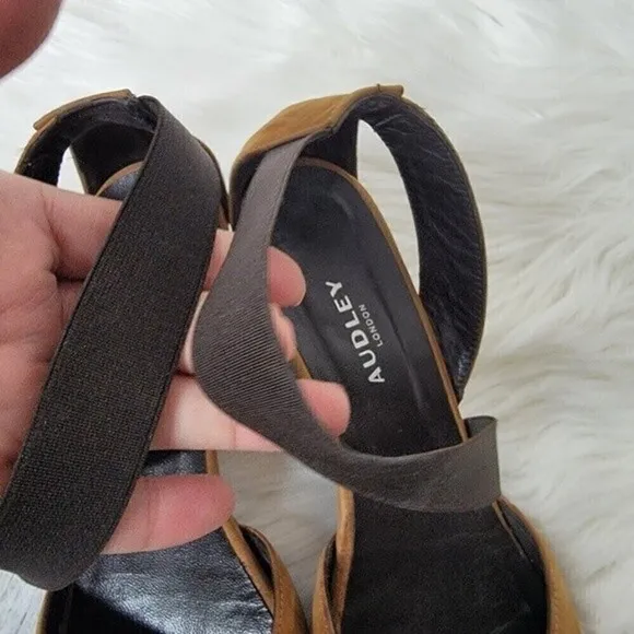 Audley London Women's Designer Wedges Heels Shoes Tan Size 37.5 / 7.5