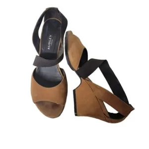 Audley London Women's Designer Wedges Heels Shoes Tan Size 37.5 / 7.5