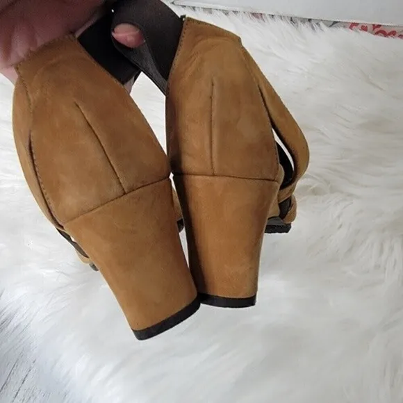 Audley London Women's Designer Wedges Heels Shoes Tan Size 37.5 / 7.5
