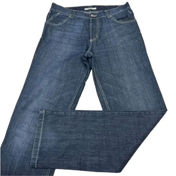 Authentic GF Ferre Vintage Men Blue Denim Jeans Classic Straight Pants US 33