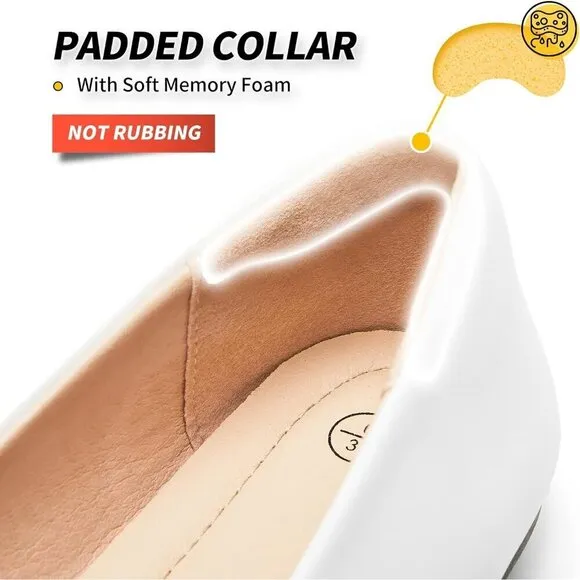 Babudog Flat Shoes Women White Faux Leather Crimping  Suede Pointed-Toe Shoes