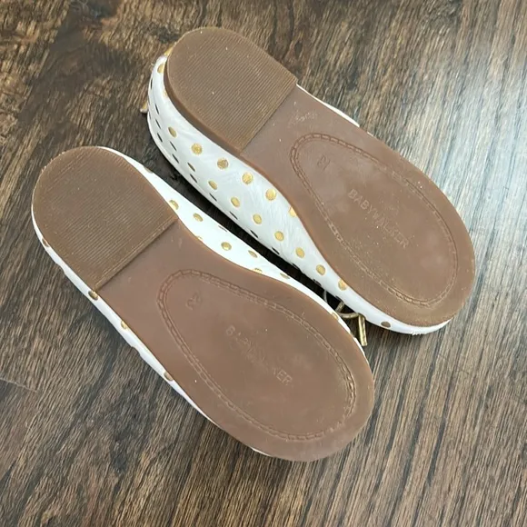 Babywalker Exclusive White Leather Ballerinas with Gold Polka Dots