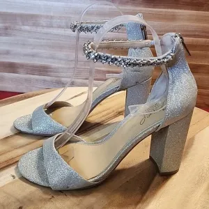 BADGLEY MISHKA STYLE 💠JEWEL💠TURQUOISE DIAMOND ANKLE STRAP HEELS WOMAN SIZE 7.0