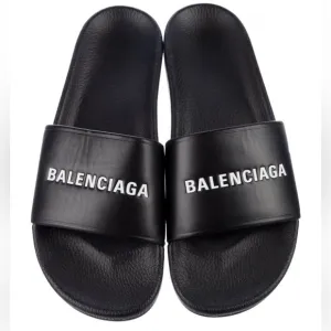 Balenciaga Leather Pool Slides SIZE 8