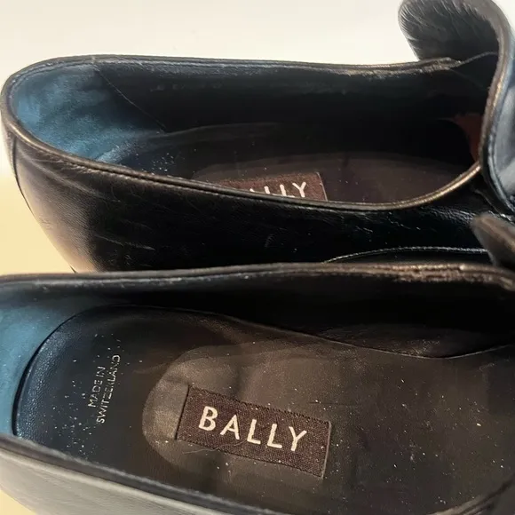 Bally Baltoro Parawet LOGO Style Black Leather Loafers Sz 9US Men Switzerland