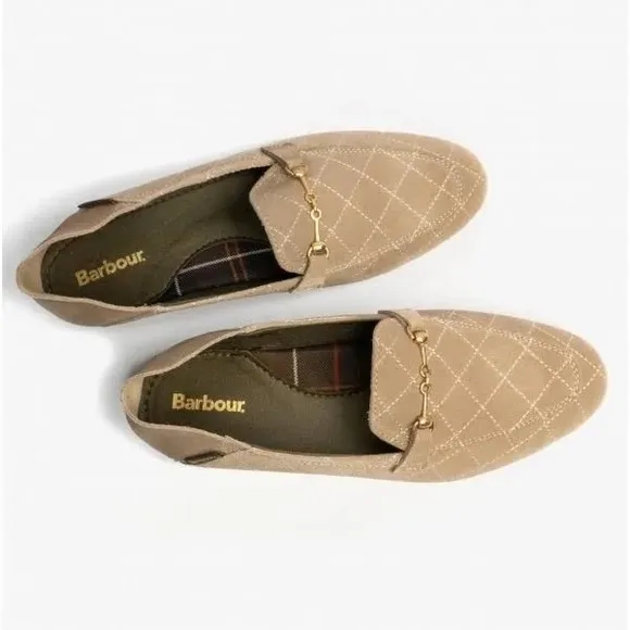 BARBOUR Esme Beige Suede Loafers, Shoe Size EU 38 New in Box