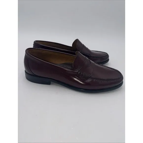 Bass Weejuns Mens Penny Loafers  9.5 EEE Wine Burgundy Shoes Leather Slip On