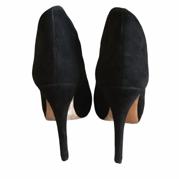 BCBGMAXAZRIA Black Suede Heeled Bootie Open Toe 7.5