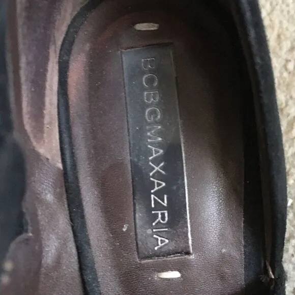 BCBGMAXAZRIA Black Suede Heeled Bootie Open Toe 7.5