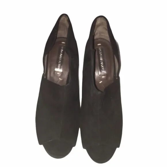 BCBGMAXAZRIA Black Suede Heeled Bootie Open Toe 7.5