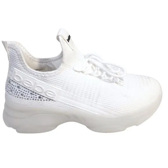 bebe Sneakers ANALIA Sz 10 Crystals WHITE Rhinestones Embellished Luxe Fancy New
