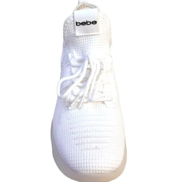 bebe Sneakers ANALIA Sz 10 Crystals WHITE Rhinestones Embellished Luxe Fancy New